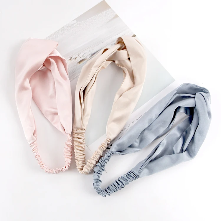 100% шелк, Мягкая атласная повязка на голову для женщин, длинные волосы, удлинители, пучки, головная повязка