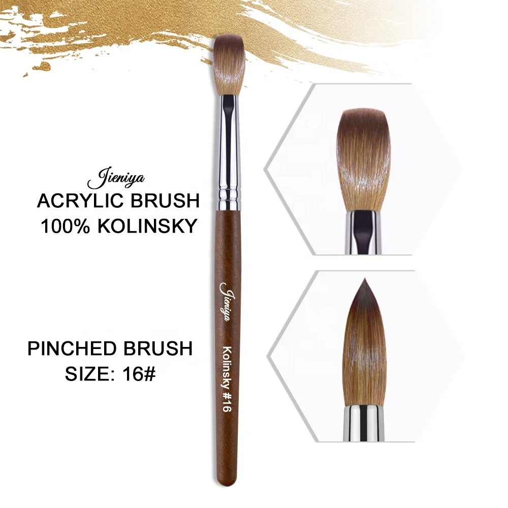 Jieniya Custom Logo Handle Handmade Acrylic Brush Premium 100% pure Kolinsky Nail art Brushes 8 10 12 14 16 18 20 22 24