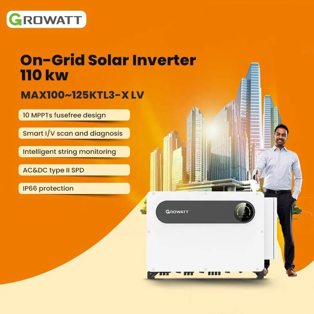 100 кВт Growatt MAX 100-125KTL3-X LV инвертор на солнечной батарее новая энергетическая технология 10 MPPTs инверторы с устройством Wi-Fi