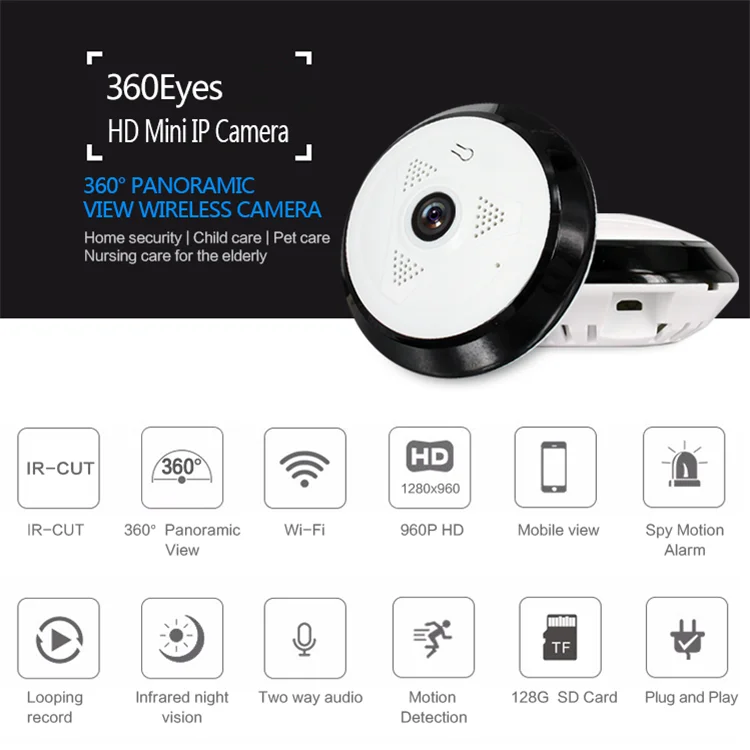 Wholesale HD 960P Motion Detection Night Vision Alarm Alert Two Way Audio 360 Degree Indoor Wireless CCTV Surveillance Camera