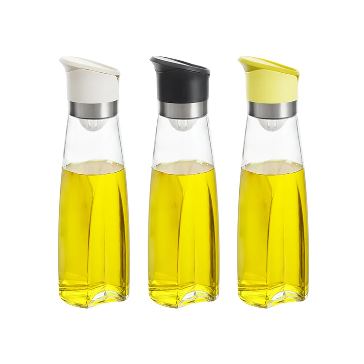 500ml gravity auto open lear glass olive oil and vinegar dispenser cruet bottles