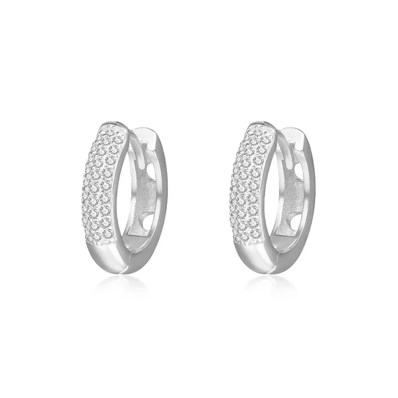 Innovative 925 Sterling Silver 18K Gold Plated Jewelry Round Brilliant Cut Micro Inlay Zircon Hoop Earrings for Ladies
