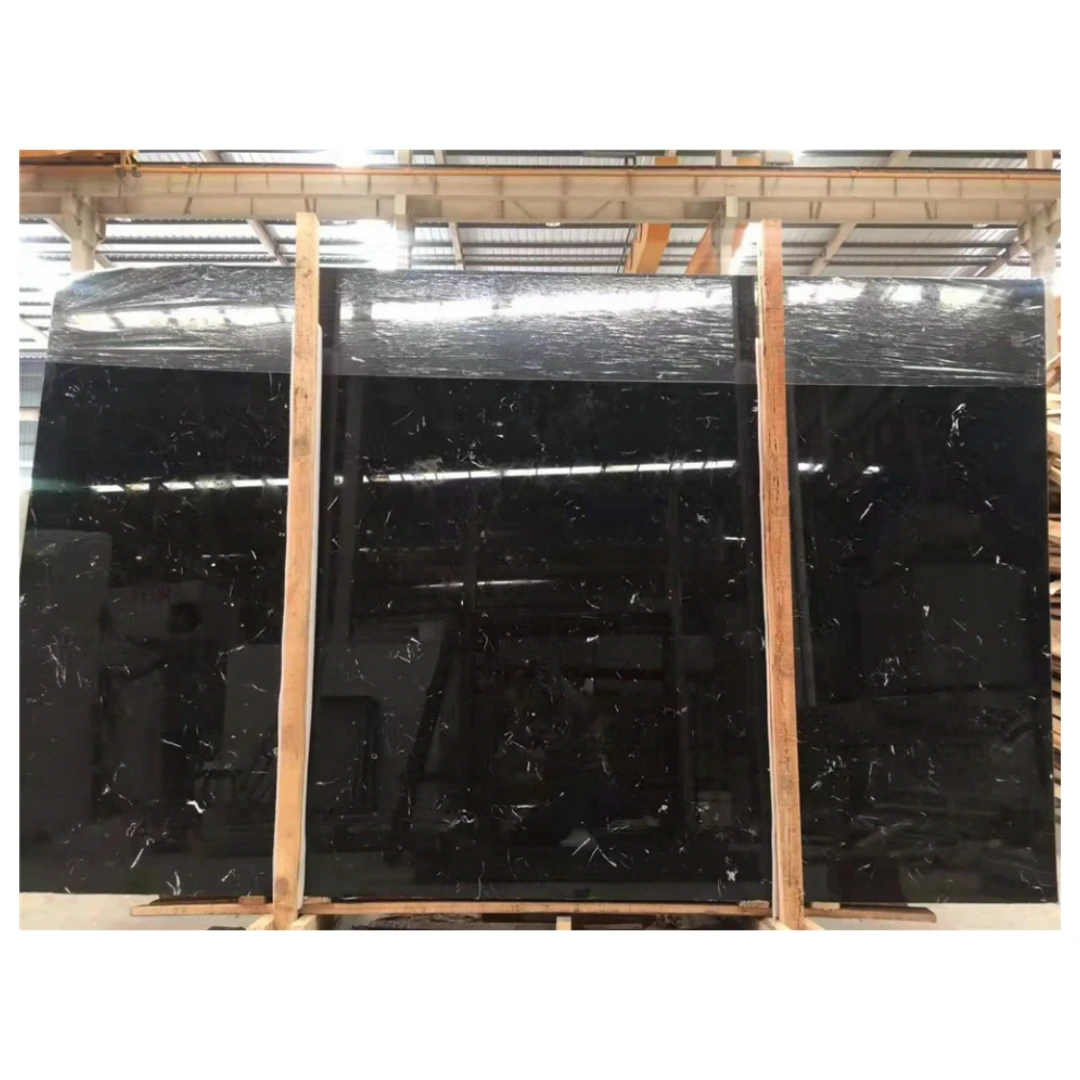 Wholesale Price Chinese Black Marble Polished Black Ice Flower Marble Tiles For Home Indoor Decoration