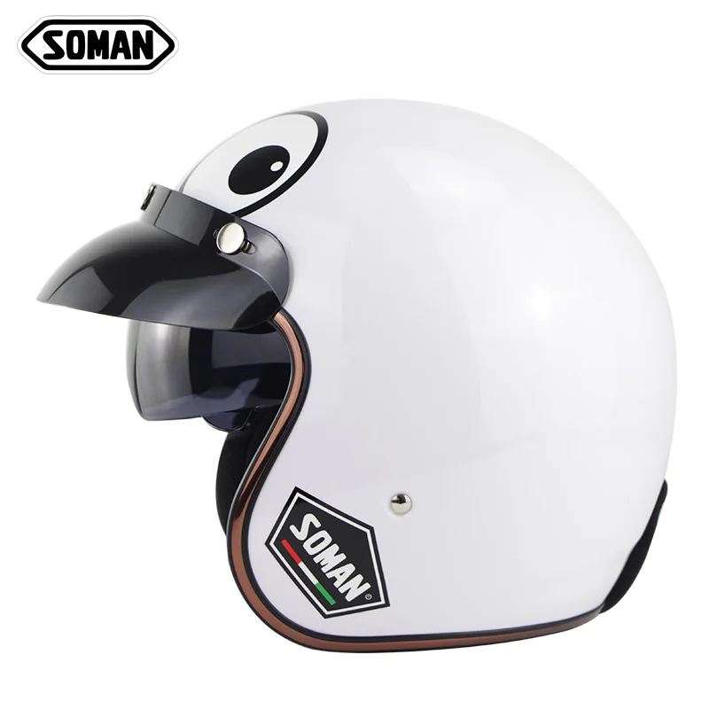Винтажные мотоциклетные шлемы Soman SM521 с солнцезащитным козырьком 3/4 сертификация