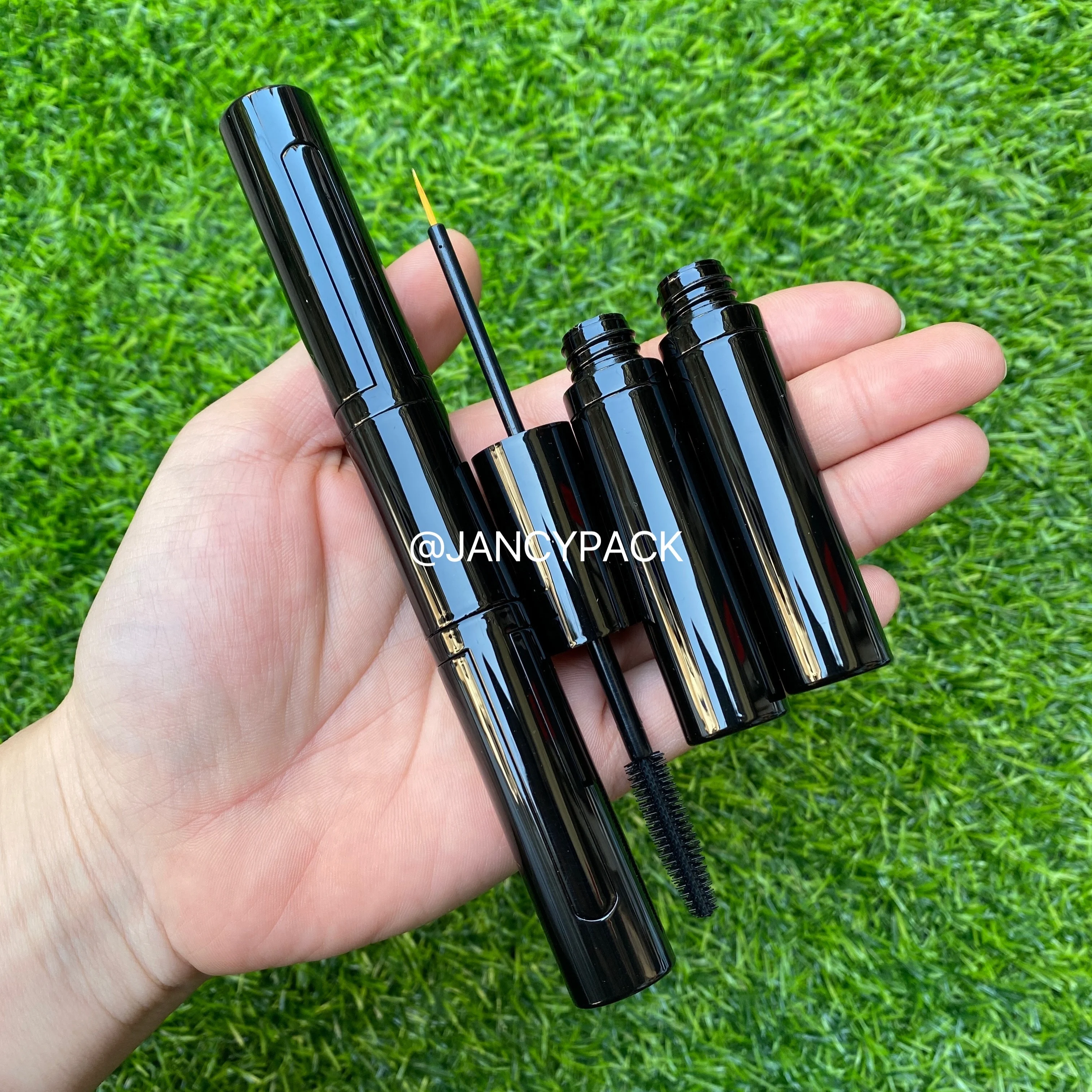 JANCY PACK 5ml Unique dual ended 2 in 1 black round empty mascara tubes container double sides eyeliner tubes