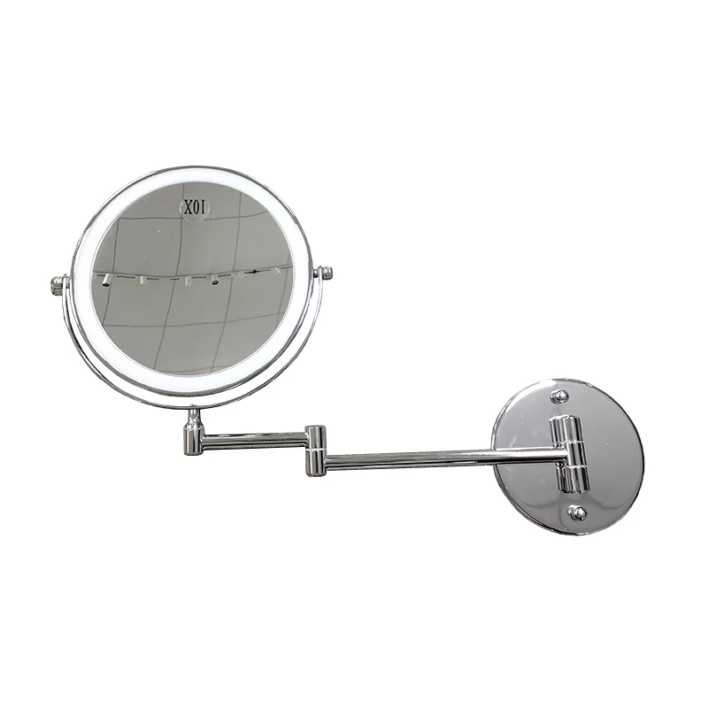 Hotel-Grade 10X Magnifying Dual-Sided LED Lighted Makeup Mirror Wall-Mounted Shaving Arms Extendable for Personal Care at Home