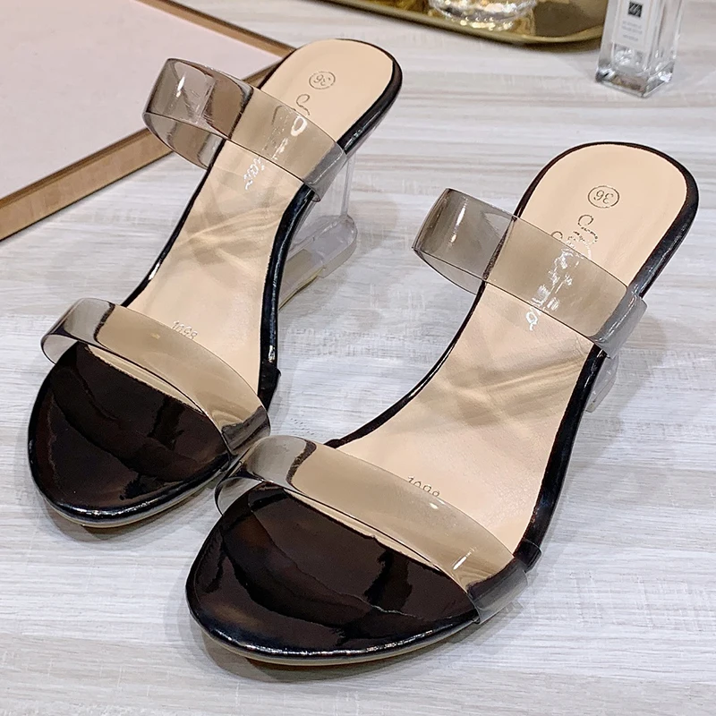 New arrival women shoes 8 cm crystal wedges comfortable high heels jelly shoes elegant sandals for women