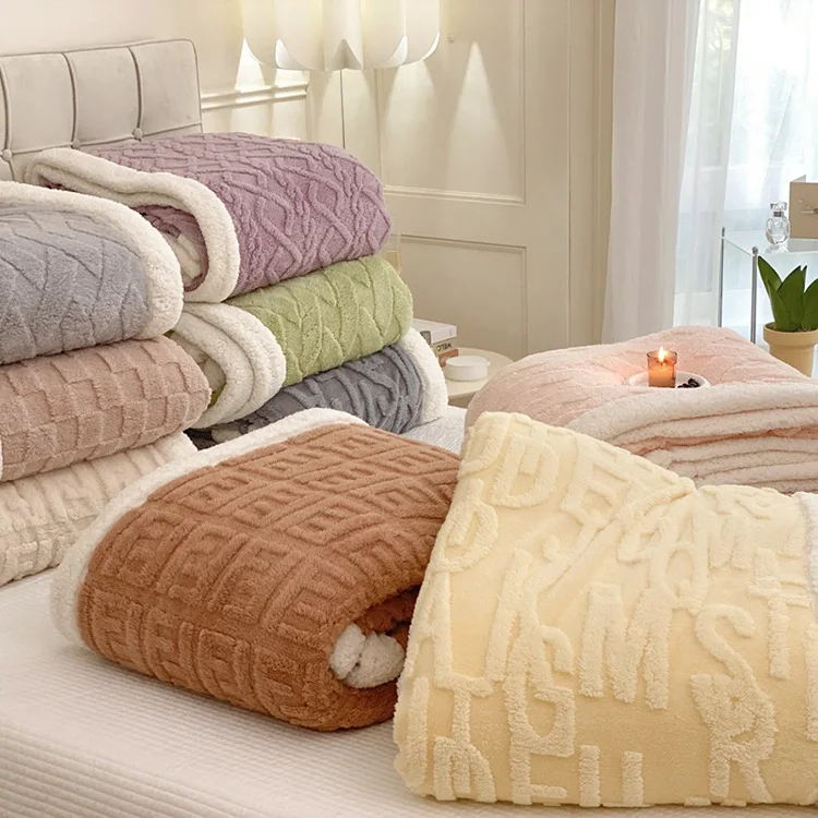 Comfortable Wholesale Custom Print Fleece Sherpa Throw Blanket For Couch Sofa Bed