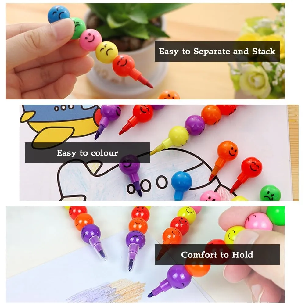 CX Wholesale 7 Color Smiley Stacking Crayons Creative fCute Children Graffiti Painting Rainbow Crayons for School Supplies