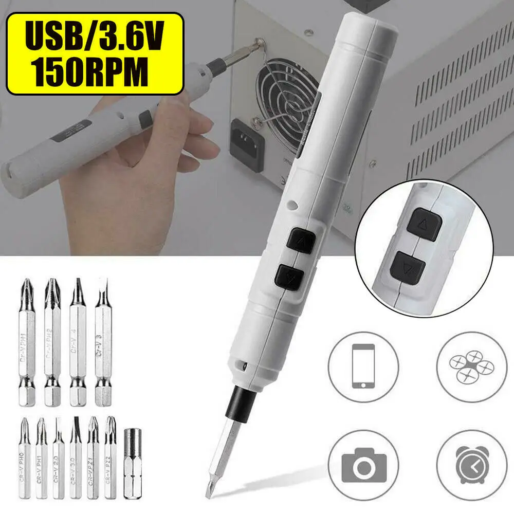  12x Mini Cordless Drill Electric Screwdriver Driver Bits Rechargeable