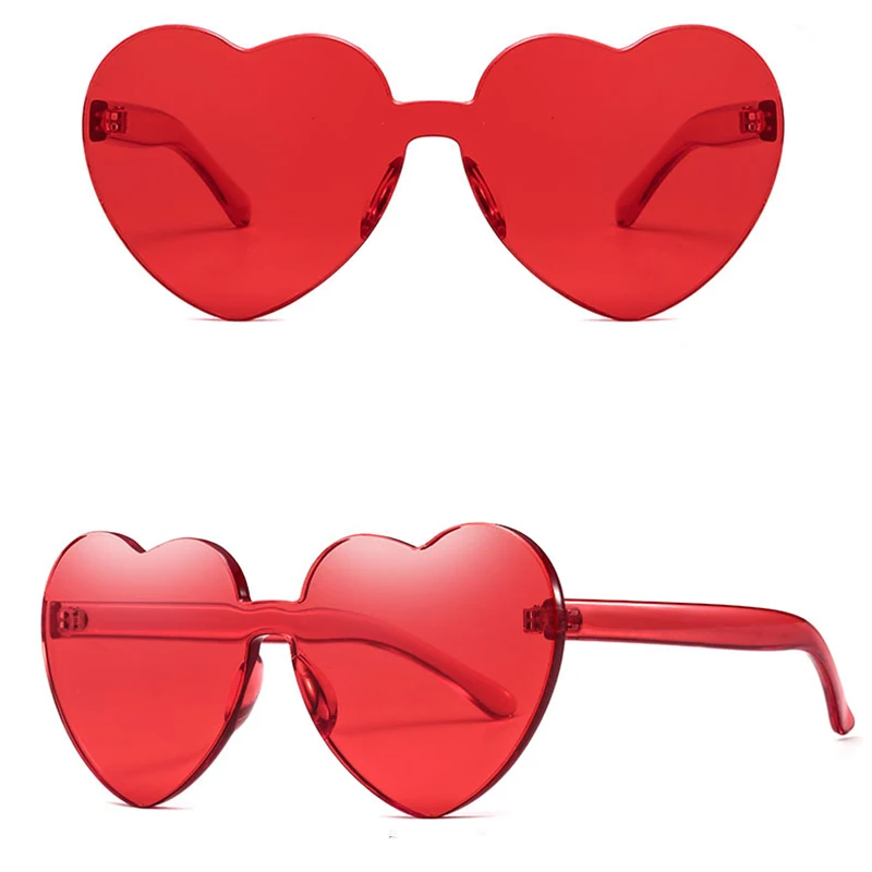 Candy color love sun glasses trend peach heart frameless pc one piece ocean sunglasses