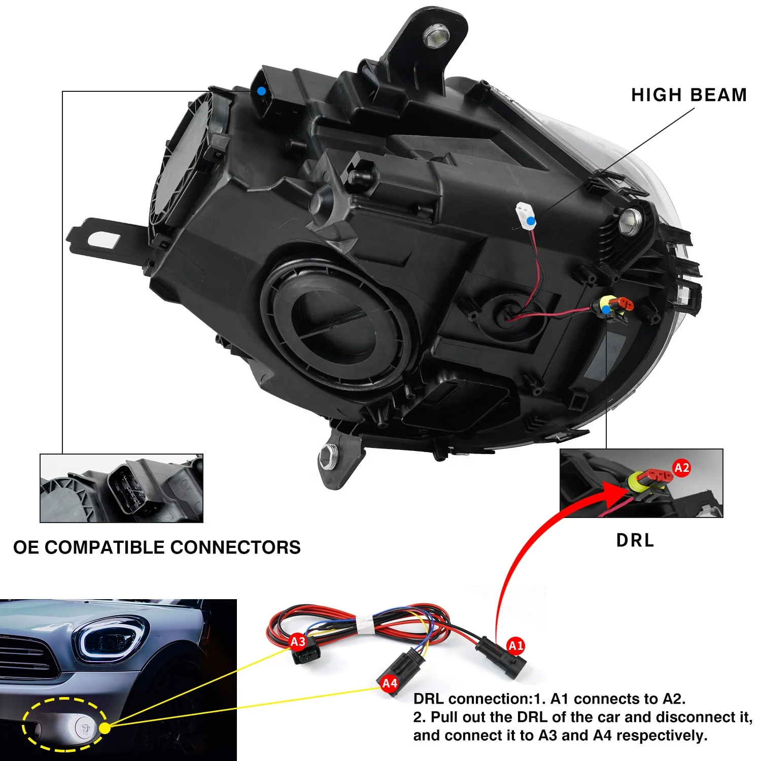 Archaic Manufacturer R60 head Lights LED Sequential Compatible 2010-2016 Countryman John Cooper works headlight For BMW Mini