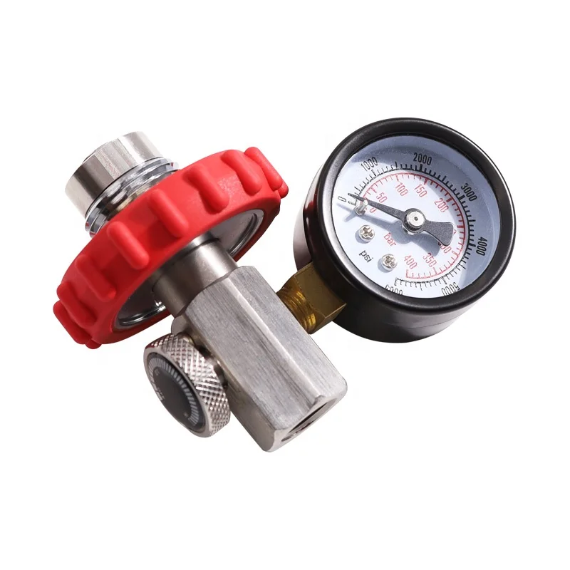 Paintball Air Gun Airsoft PCP HPA DIN G5/8-14 to 1/4NPT Scba Fill Station Charging Adapter Connector with 6000psi Gauge