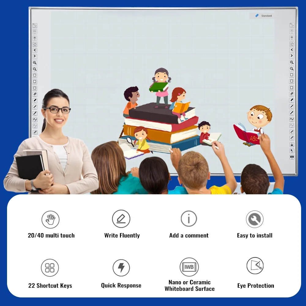 YCLTOUCH 102 Inch Smart Board USB Interactive Whiteboard Digital Whiteboard Digital Blackboard Smart Blackboard for School Uhd