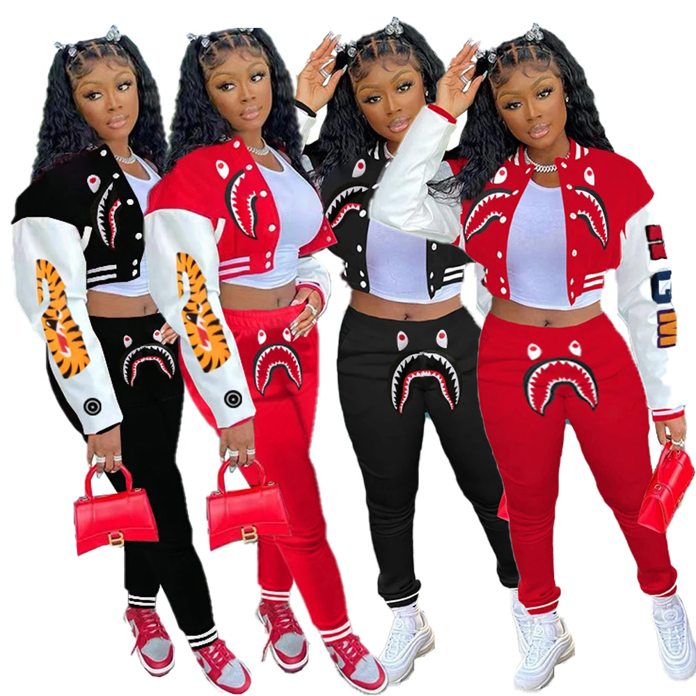 MN8388 Foma 2021 clothing trends best baseball uniforms jacket sport suits two piece pants set for women crop track suit