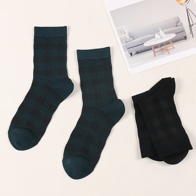 Customize cotton knitted crew dress business socks custom logo men dress happy