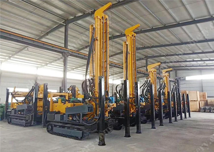 300 meters air comprerssor and mud pump Bore hole drilling machine Crawler mounted water well drilling machine