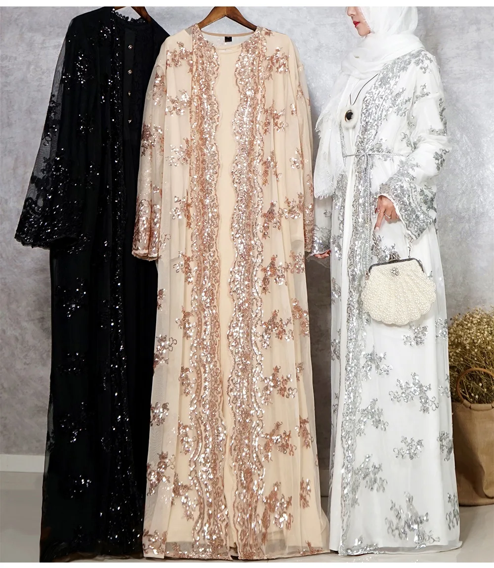 Elegant Abaya 2022 Turkish Arabic Women Clothing New Dubai Islamic Kimono Abaya European Clothing