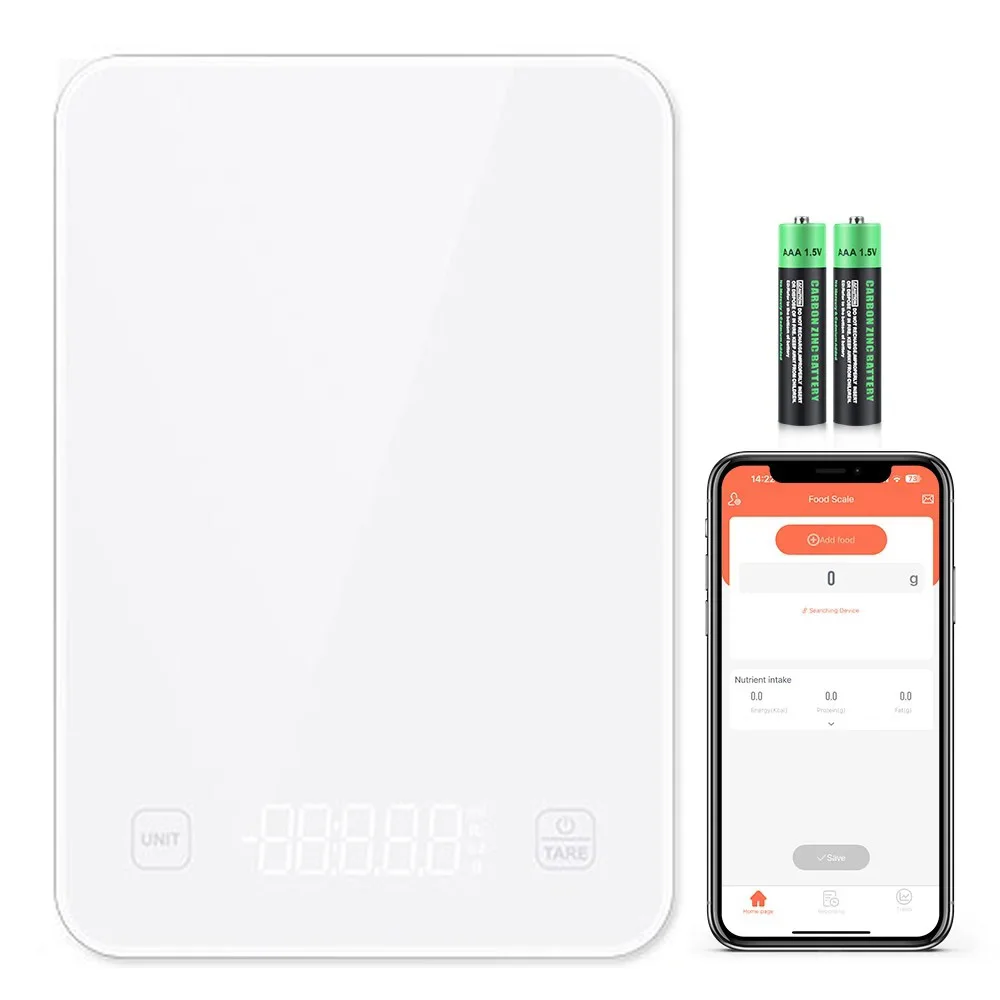 Smart Bluetooth Digital Food Scale LCD Display 1g Division Kitchen Nutrition Calculator Glass Material Electronic Weight Measure