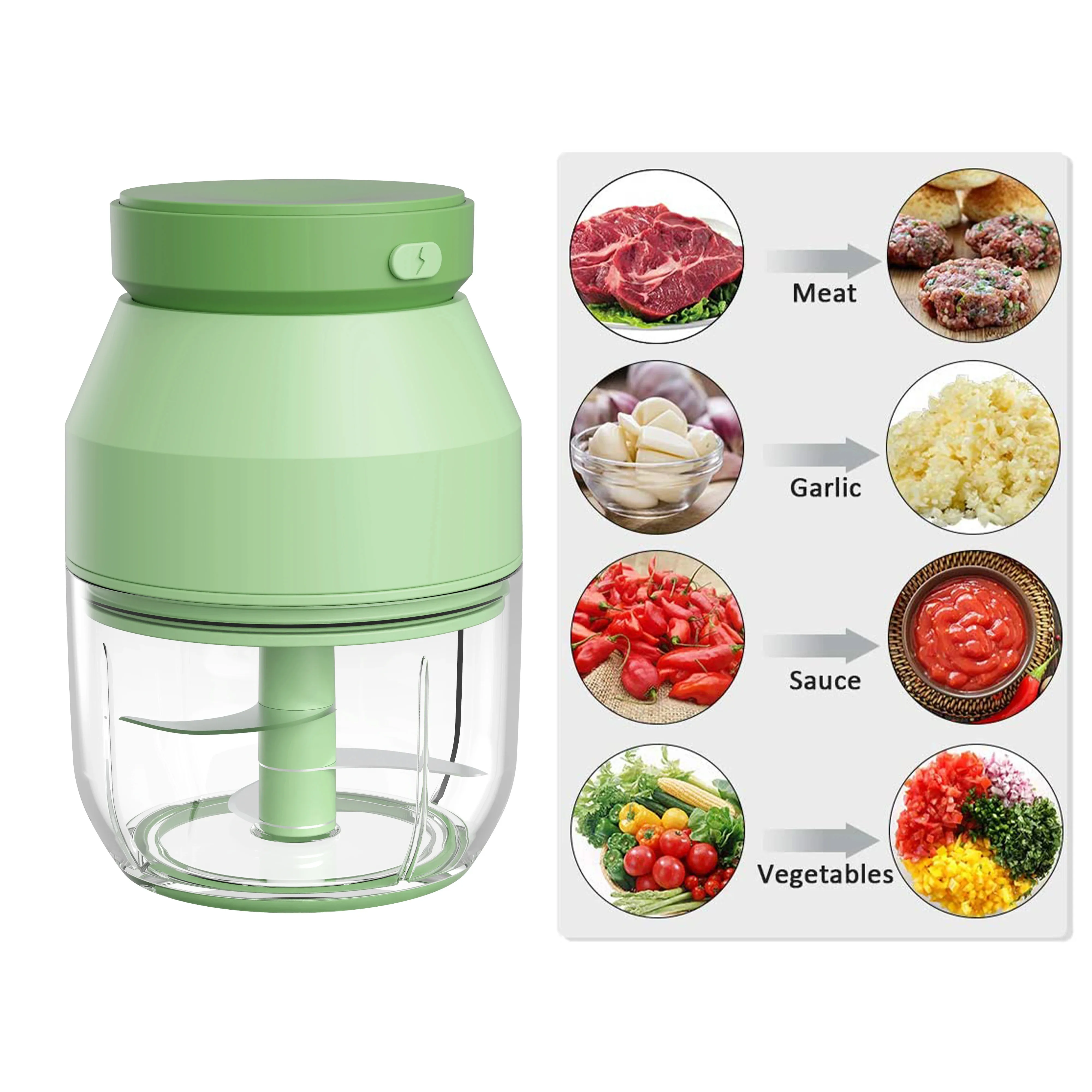 Hot Sell Mini Portable Rechargeable Electric Vegetable Chopper Wireless Kitchen Tool Chopping Salad Includes Garlic Slicer