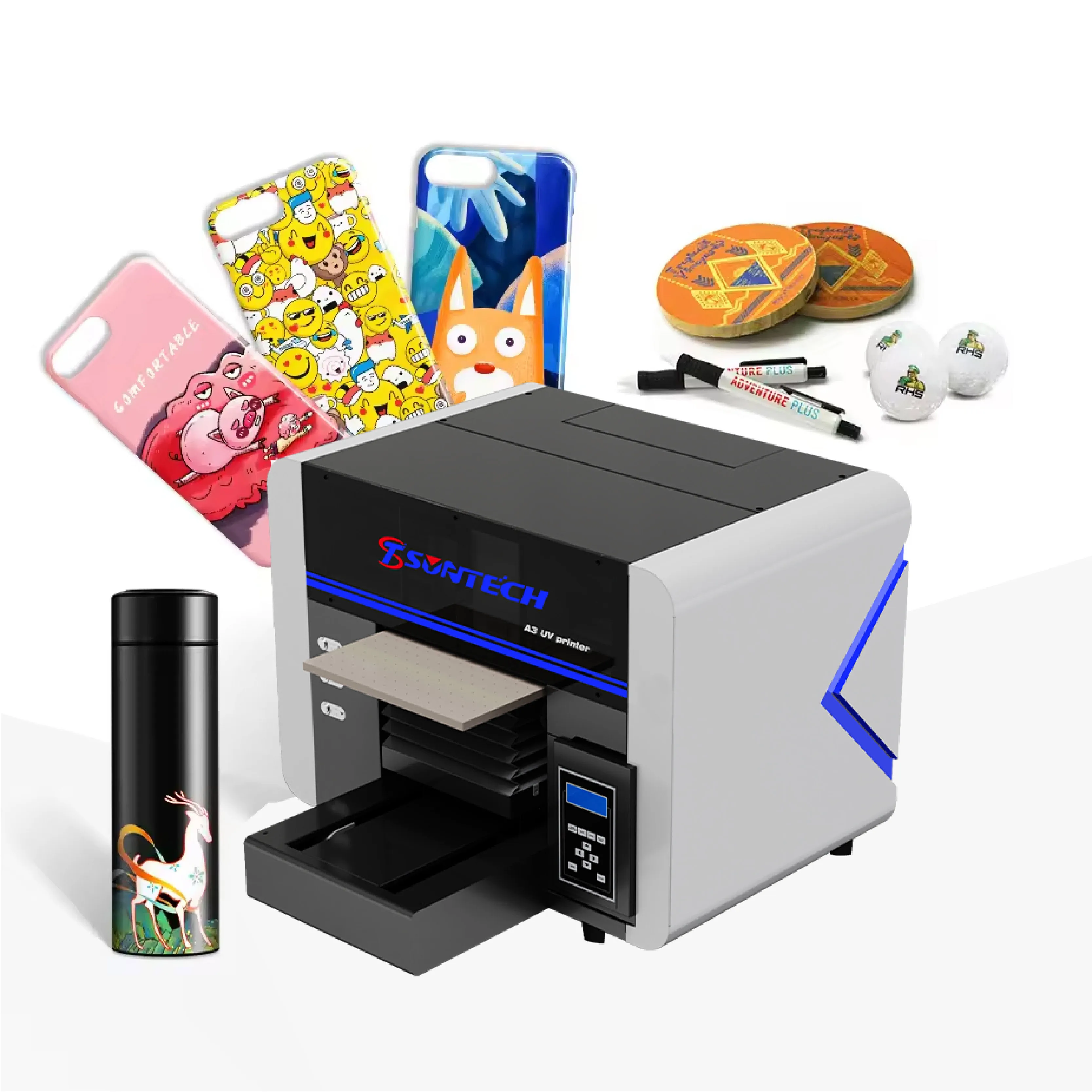 Professional Manufacturer Digital Inkjet Small Desktop Printing Machine Flatbed A5 Uv Printer For Phone Case Printing