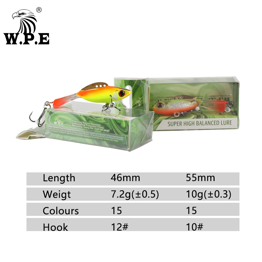 W.P.E Winter Fishing 46mm/55mm 15color Hard Lure Balancer Fishing Tackle Lead Jigging Artificial Bait for Ice