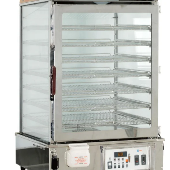 Electric Stainless steel Commercial Food Warmer Display Bun Steamer with Glass