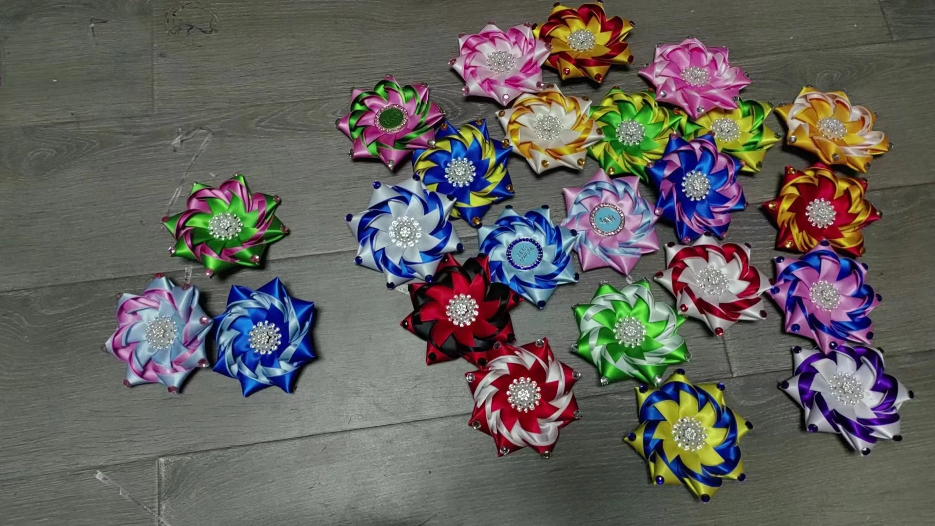 4.5 inches Greek Letters Pink and Green Jack and Jill Zeta Phi Beta  Greek Letters Ribbon Bling Bling Corsage