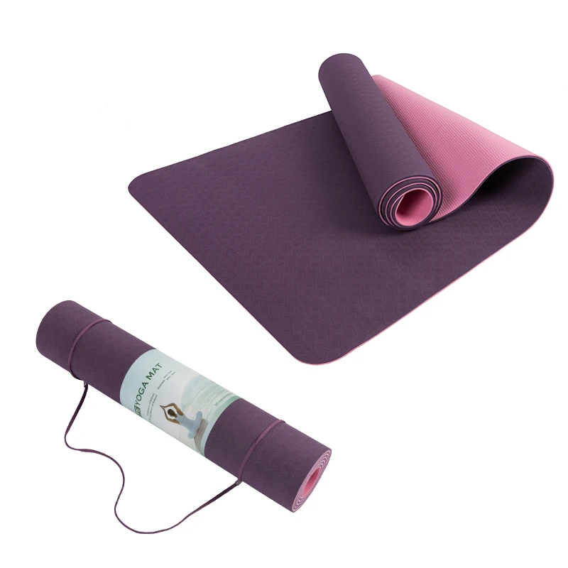 2024 Non Slippery Exercise Fitness Equipment 6mm Eco friendly Non slip Tpe Yoga Mat