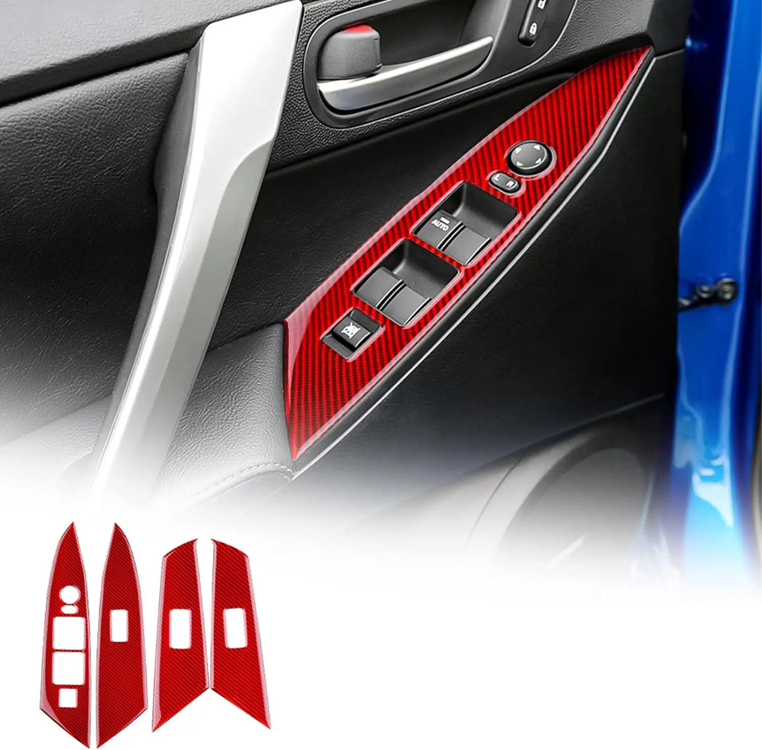 Carbon Fiber Car Window Lift Switch Button Panel Frame Cover Trim Decoration Sticker Interior Trim for Mazda 3 2010 2011 2012