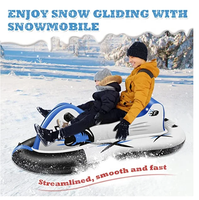 Inflatable snow tube ,Heavy Duty Sleds for Snow Made by Rubber Material, Snowmobile Sled Equipped with Sturdy Handles