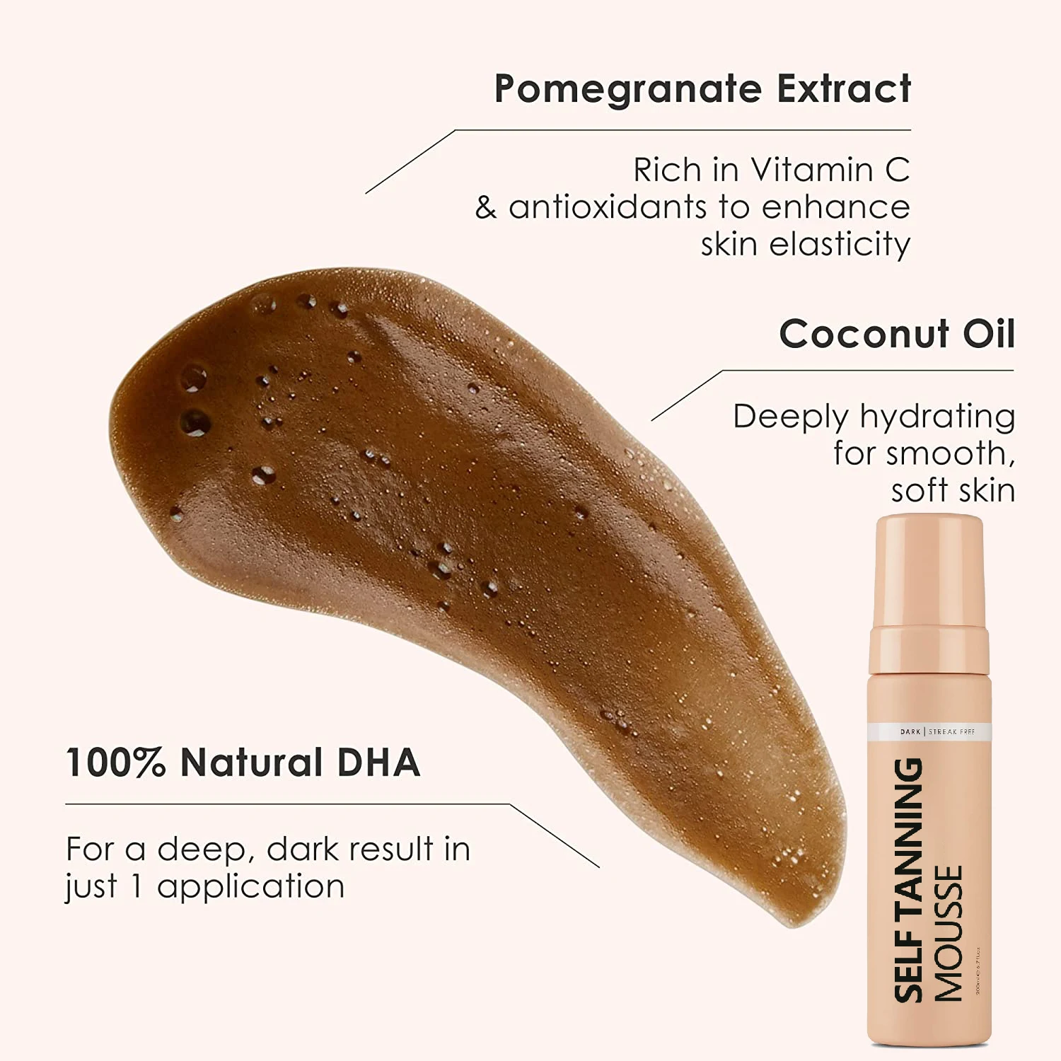 Dark & Ultra Dark Self-Tanning Foam Enriched with nourishing oils 100% natural DHA for smooth,bronzed skin Tanner Mousse lotion