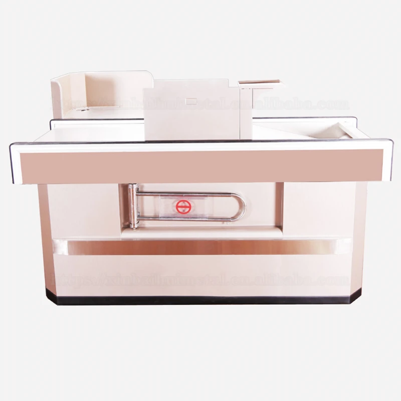 Fresh Supermarket Cashier Counter Wholesale Small Simple Modern Stainless Steel Cashier Counter Front Desk Cashier Desk