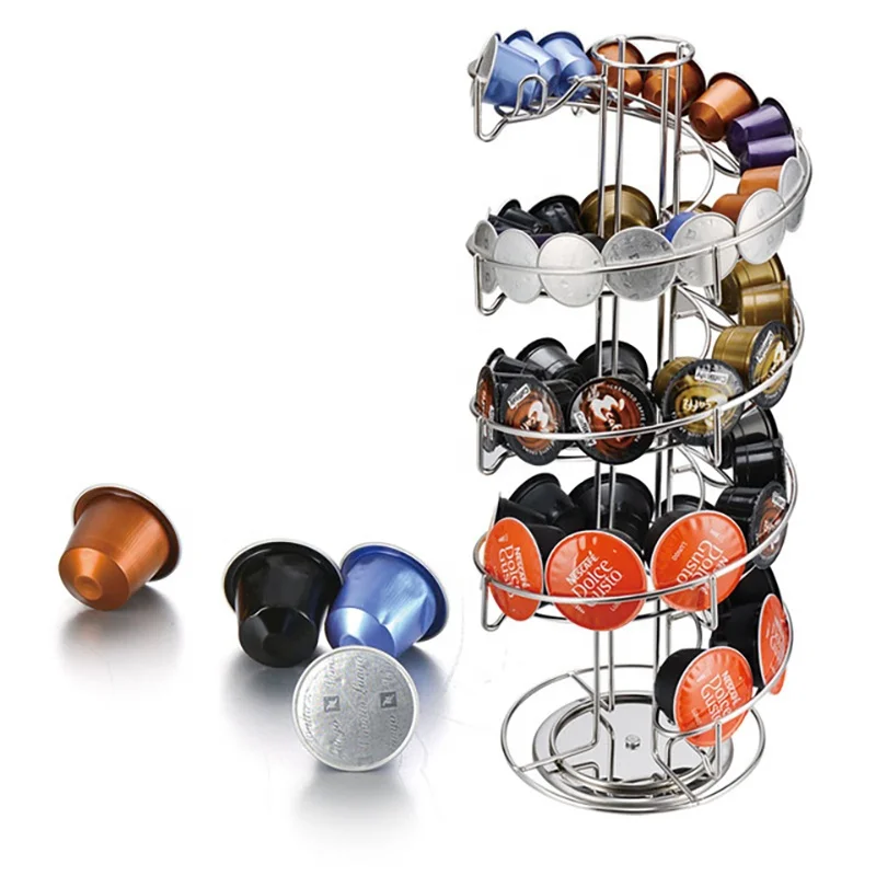 Spiral Design Rotating Metal Egg Dispenser Storage Display Coffee Capsule Holder Rack Rotating Storage