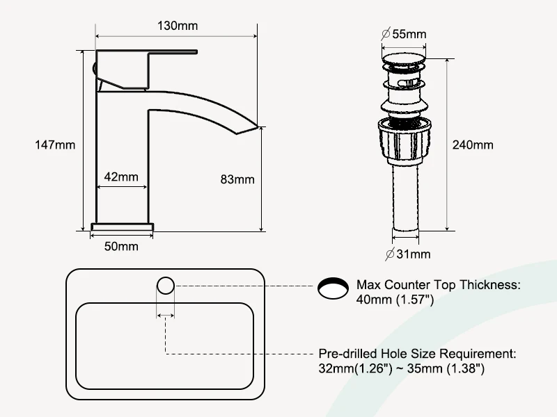 CUPC Single Handle Waterfall Luxury Bidet Black Faucet Bathroom Basin Waterfall Taps Faucet Black Mixer Tap Faucets