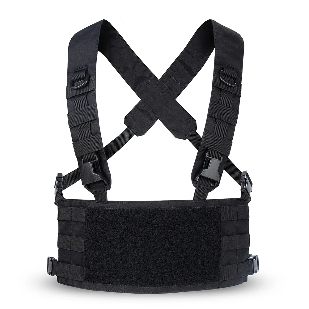 YAKEDA Tactical Vest Chest Rig Bag Load Carrier Vest Load Bearing Equipment Setups Padded Battle Belt With Chest Rig Tactical