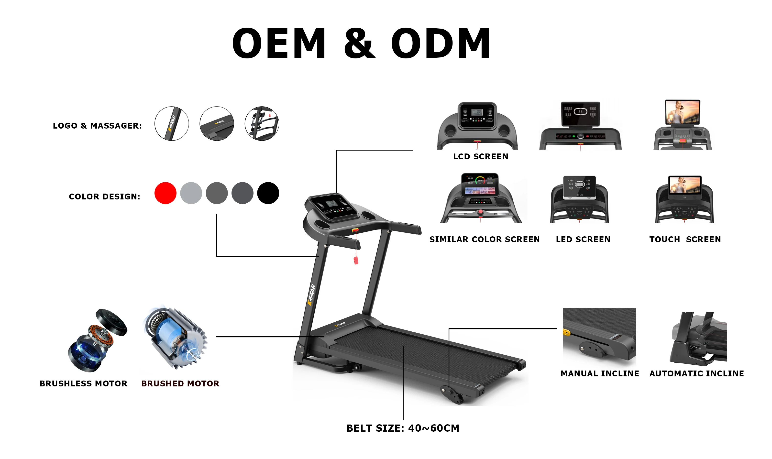 Kstar OEM ODM Foldable Home Use Running Exercise Machine Auto Incline Electric Motorized Treadmill