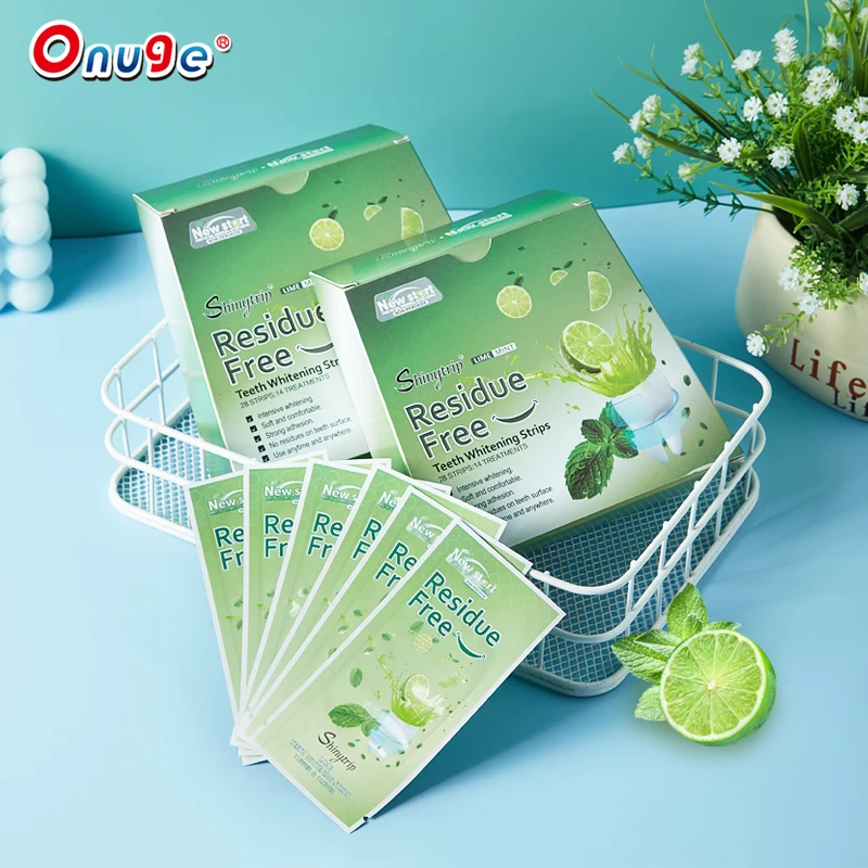 B2B & B2C hot selling 14 days pro dental hygiene tooth treatment Lime flavor sensitive free teeth whitening strips