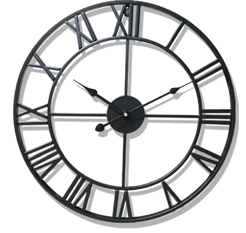 Wall Clocks Needle Gift Roman Numerals Indoor Outdoor Garden Metal Accurate Silent Nordic Hanging Ornament Round Home Decoration