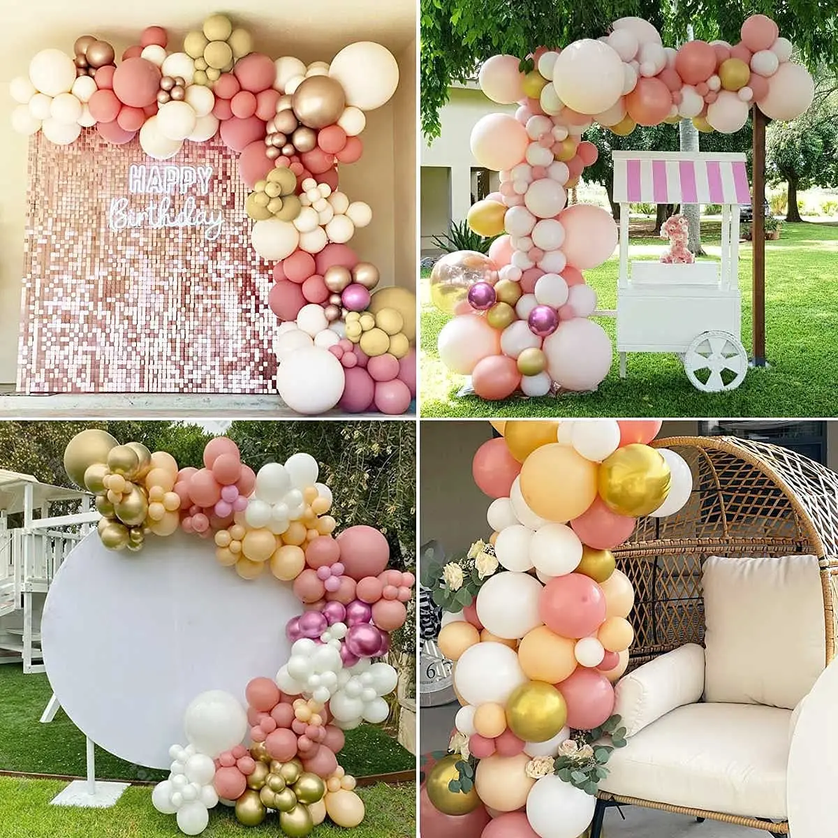 Gold Pink White Yellow Orange Balloons Macaron Latex Ballons garland Arch Kit for Birthday Wedding anniversary