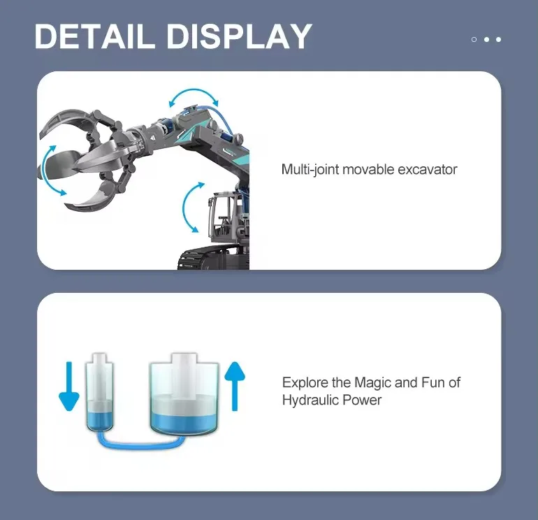 3 In 1 Steam Toy Hydraulic Power Engineering Vehicle Excavator Science Educational Stem Toy For Kids