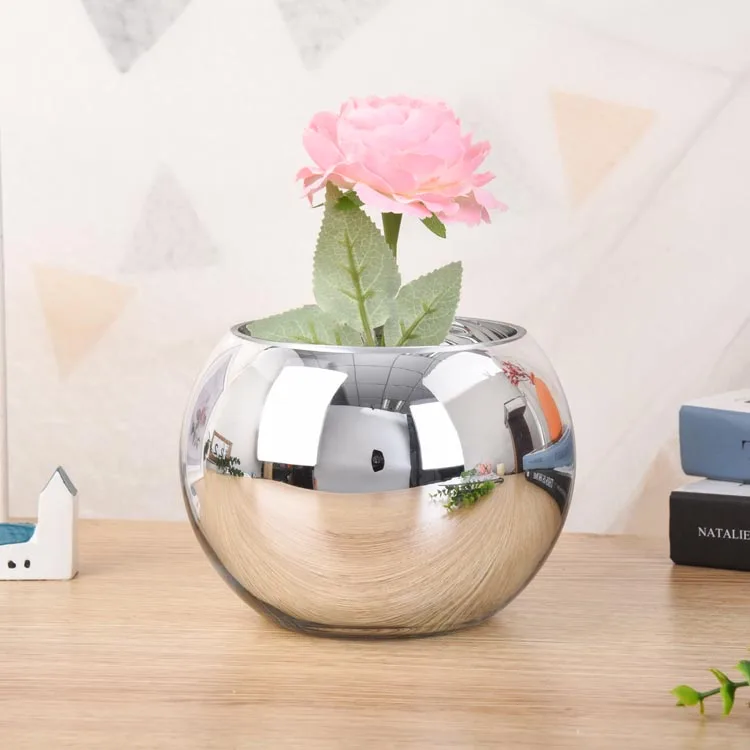 Modern Style Small Ball Round Glass Vase Sets Wedding Decoration Table Centerpiece Vase for Flowers