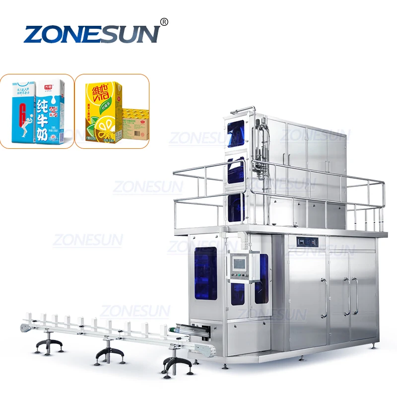 ZONESUN ZS-AUBP Series Ful Automatic UHT Aseptic Milk Juice Brick Carton Filling Sealing Packaging Machine