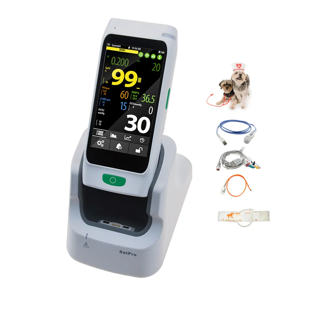 5 inch Touch Screen Veterinary Vet Vital Sign Monitor Capnograph ETCO2 ECG Monitor cat dog horse hamster animal