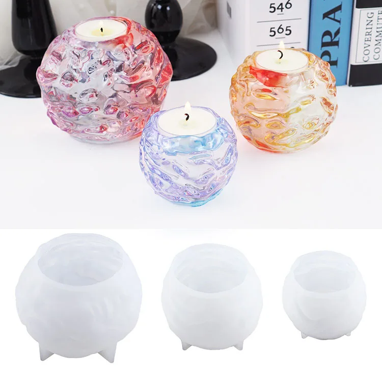 YS Custom Irregular Sphere Candle Holder Resin Mold DIY Round Ball Candle Holders Silicone Mould Home Decoration Plaster Tools