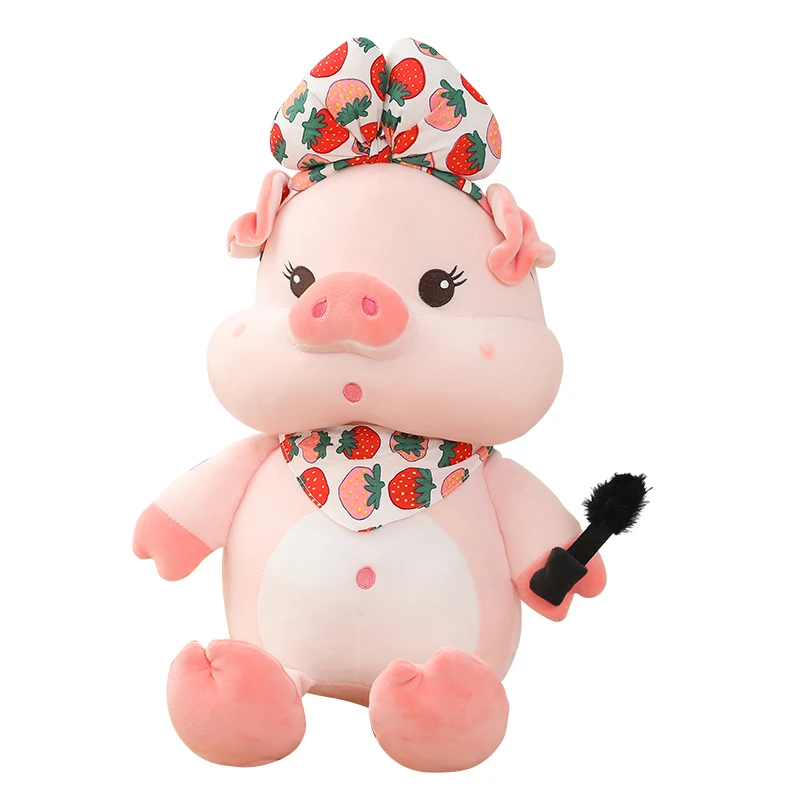 
25CM Cute Hot Sale Stuffed Animal Pig Toy In Bulk Plush Pink Makeup Pig Toys Doll For Child Kids 