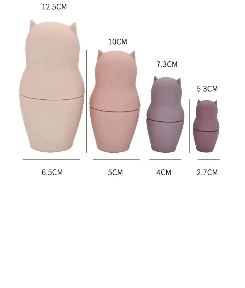 BPA Free Silicone Toy Puzzle Stackable Doll Russian silicone bath stacked sensory chewable toys for children newborn baby kids