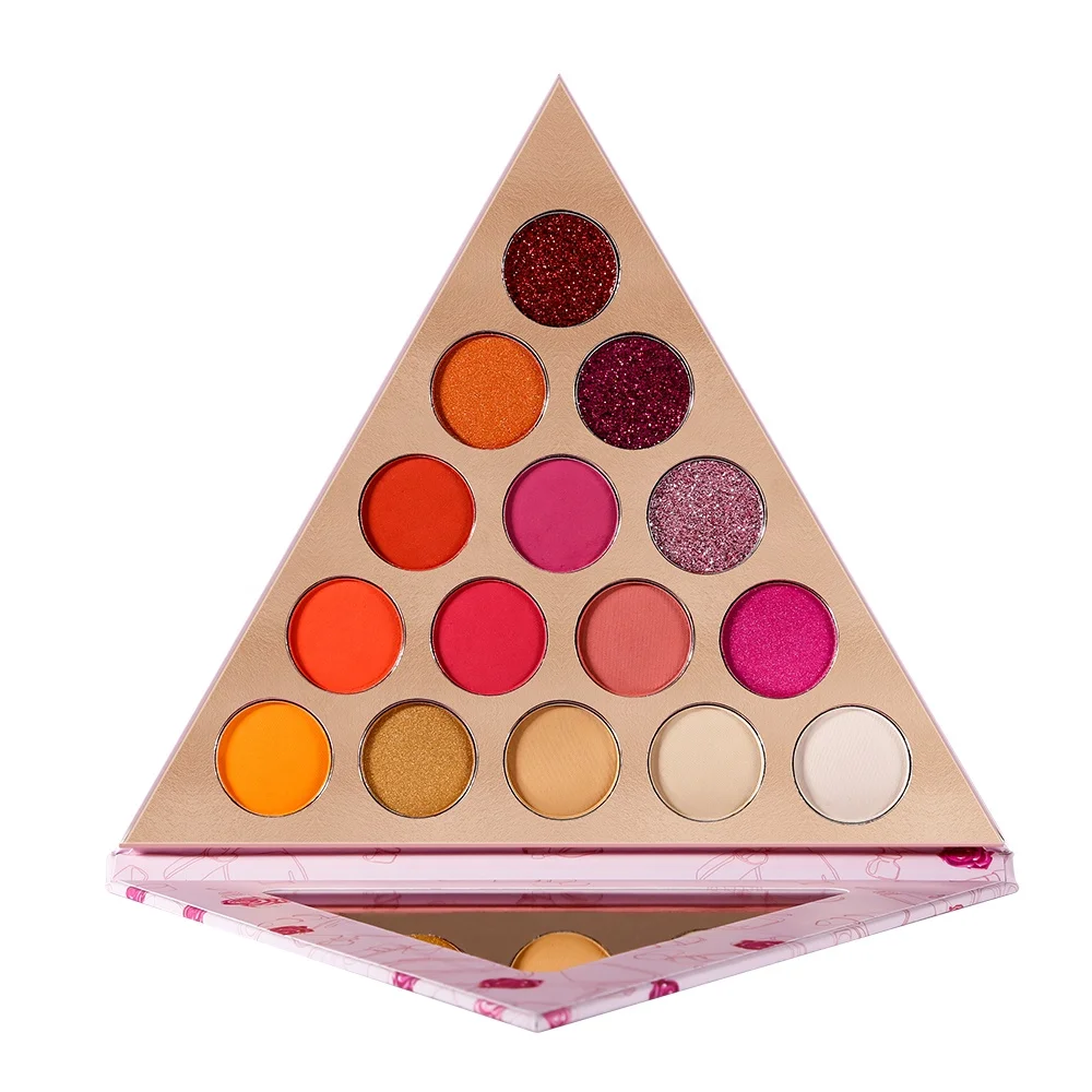
15 Color Matte Pearlescent pink Blush Triangle Eyeshadow Palette Private Label 