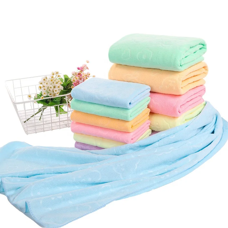 70x140cm Microfiber Quick-dry Bath Towel Embossed Bear Cartoon Pattern  Multi Color Bath Towels for Kids