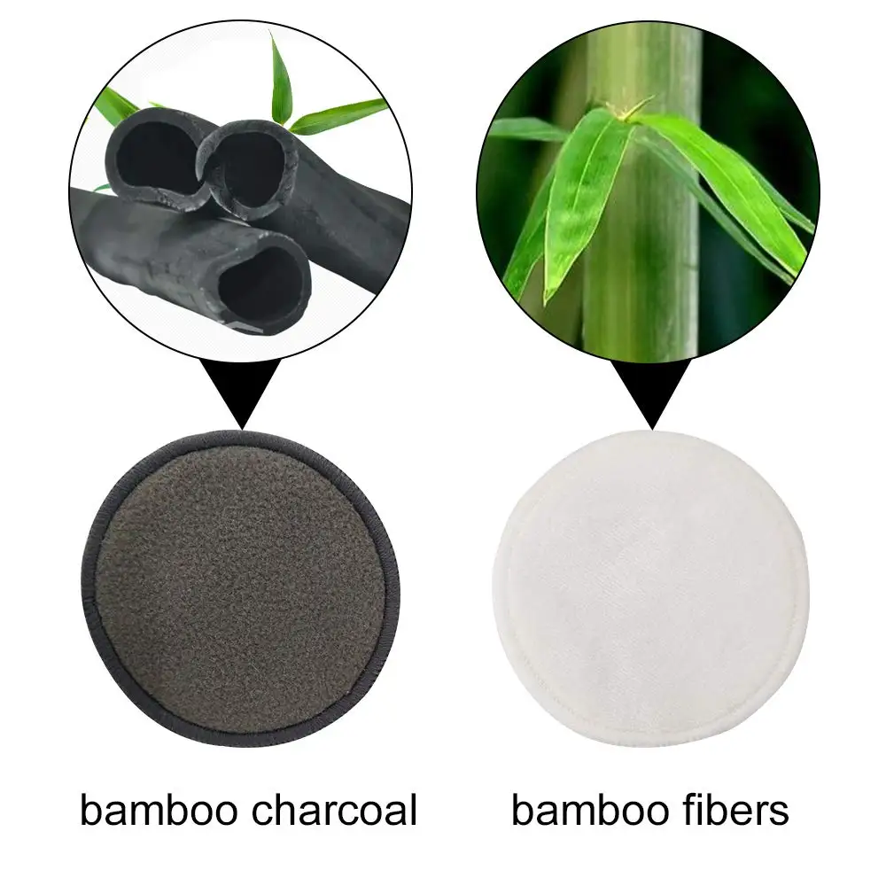 
Accept OEM 100% Recyclable Material Face Cleaning Pads Bamboo Cotton Charcoal Reusable Makeup Remover Pads 